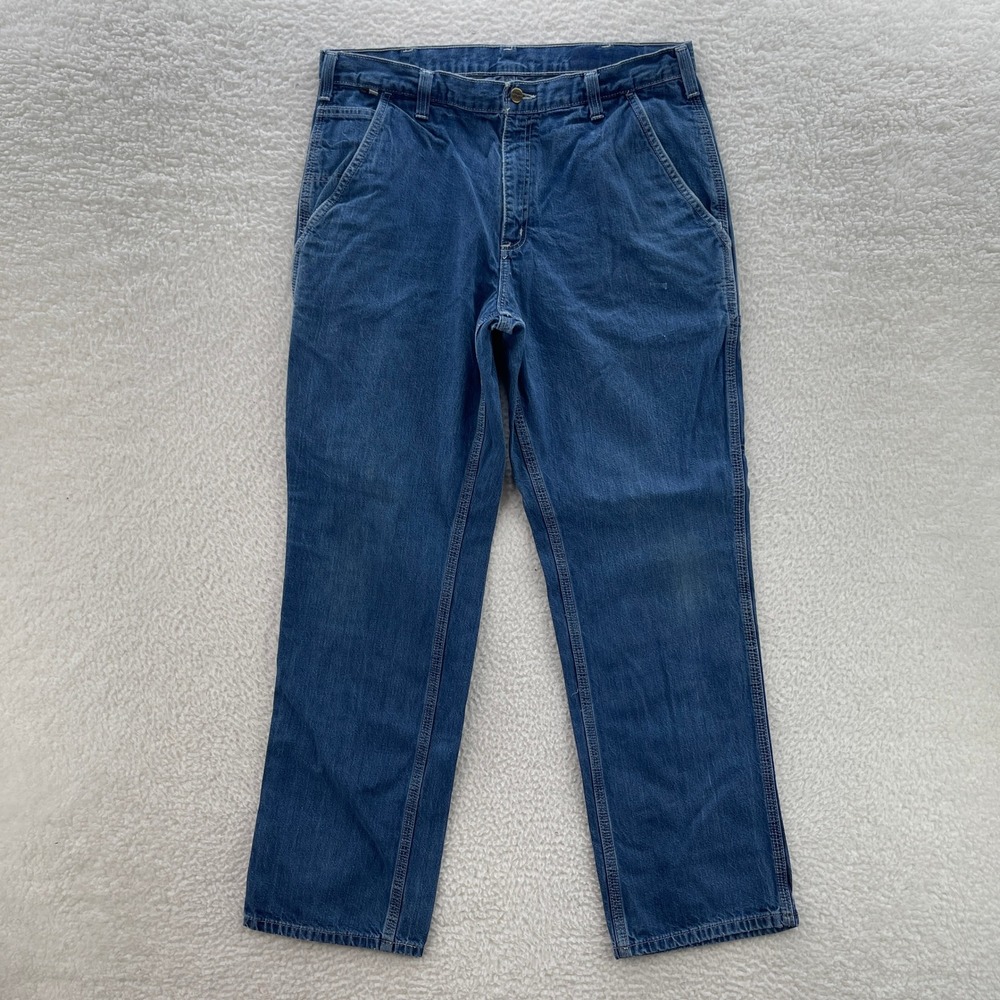 Carhartt FR Jeans Mens 36x34 Blue Flame Resistant Denim Carpenter Work Utility